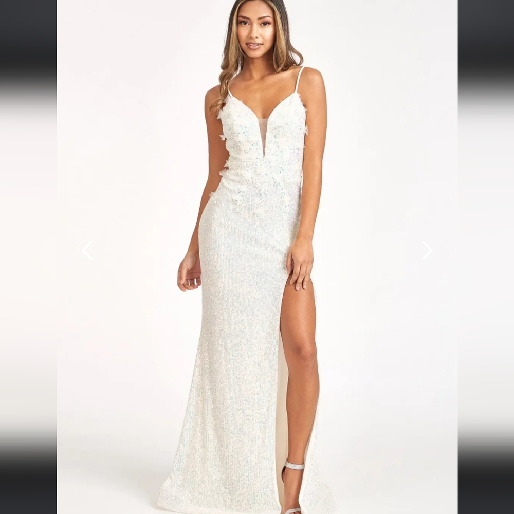 GLS Elegant Sequin White Dress GL3055